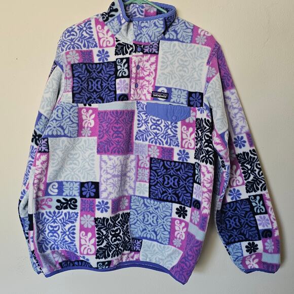 Patagonia Women's Lightweight Synchilla Snap-T Fleece Pullover Aztec Floral XL - Picture 1 of 2